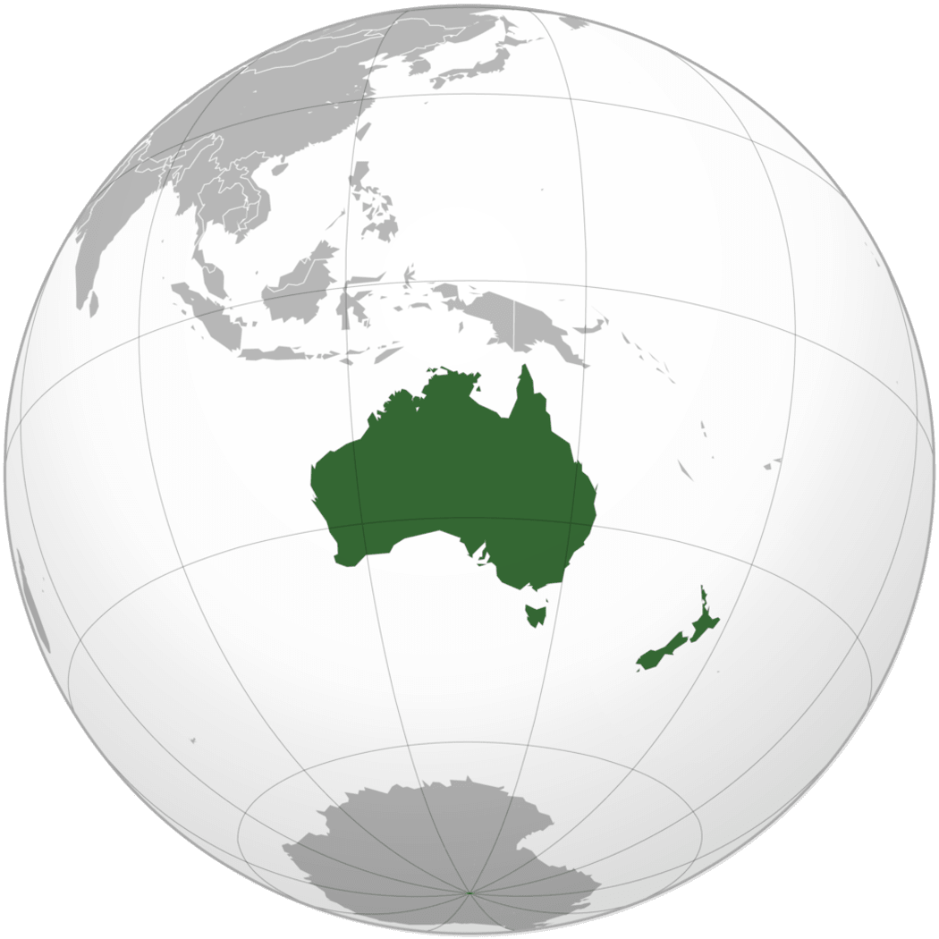 Australia and New Zealand on a Map