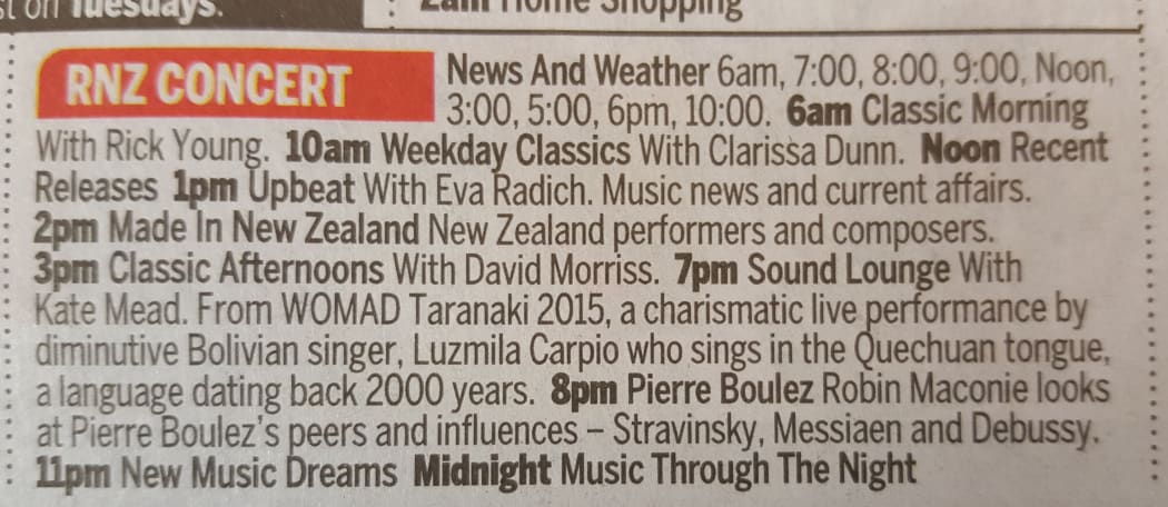 Concert listings in The Dominion Post