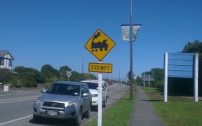 Rail Crossing sign in Hokitika