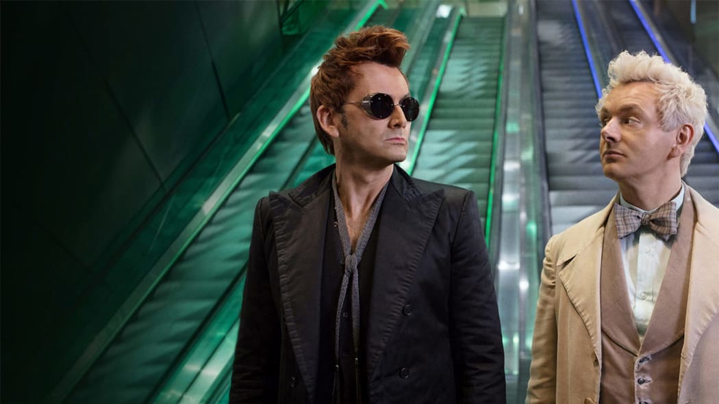 David Tennant and Michael Sheen in Good Omens.