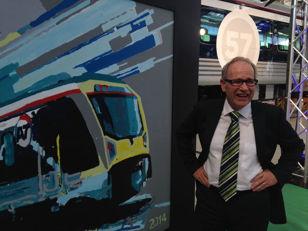 Auckland mayor Len Brown at the launch to celebrate the completion of Auckland's rail electrification.