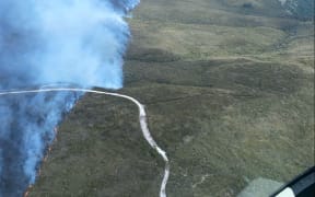 An aerial picture of the blaze advancing across the gumfields between Ahipara and Herekino.