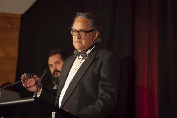 Hoturoa Barclay-Kerr received Te Tohu Toi Kē at this years Te Waka Toi Awards.