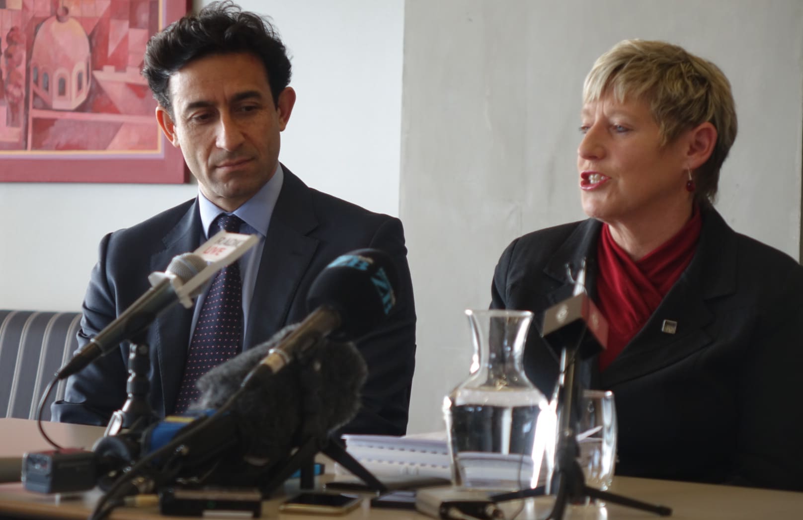 Mayor Lianne Dalziel and councillor Raf Manji this morning.