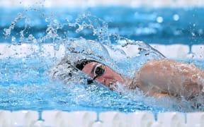 New Zealand's Erika Fairweather competes in  a heat of the women's 400m freestyle swimming event at the Paris 2024 Olympic Games at the Paris La Defense Arena in Nanterre, west of Paris, on July 27, 2024. (Photo by Jonathan NACKSTRAND / AFP)