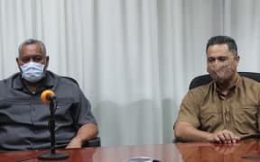 American Samoa’s Governor Lemanu Peleti Mauga (left) and his deputy  Talauega Eleasalo Ale.