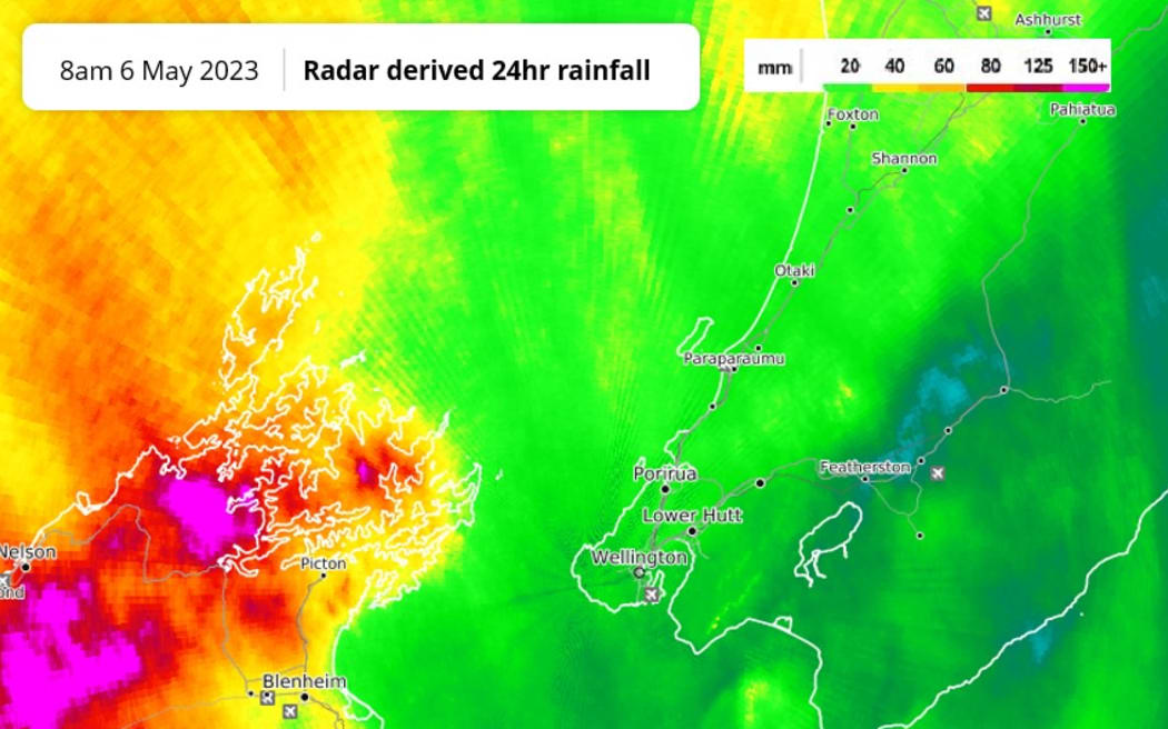 Heavy rain over Nelson City this morning, some stations recorded up to 25mm in an hour.