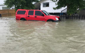Flooding on Kowhai Ave in Kaiaua.