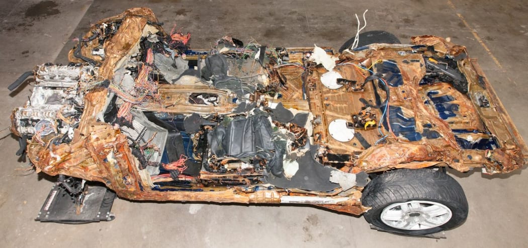 The car that was recovered from Blue Cod Bay, near Curio Bay.