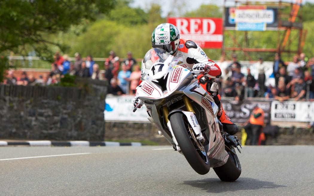 Peter Hickman riding in a TT Superbike race.