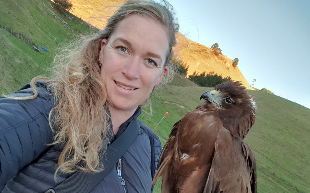 Ineke Milne with a falcon