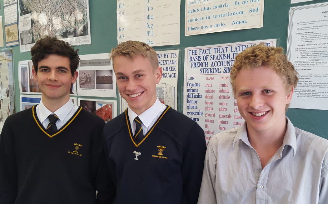 Wellington College students: Connor Smith (L), Dan Chapman and George Lethbridge.