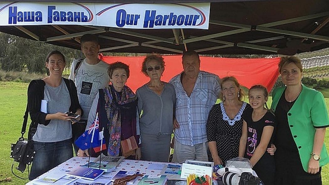 Members of Russian newspaper team Our Harbour at the Mt Roskill Cultural Festival.