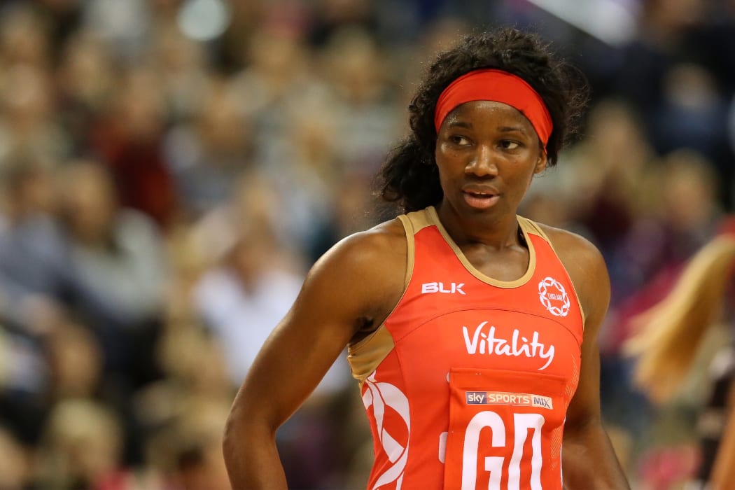 Ama Agbeze captaining the England Roses in 2017.