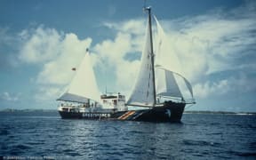 Rainbow Warrior during operation Exodus Rongelap. Health of many adults and children has suffered as a result of fallout from US nuclear tests. Crew of the Rainbow Warrior take adults, children and 100 tonnes of belongings onboard and ferries to the island of Mejato, 14 hrs sailing from Rongelap.