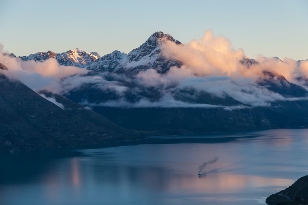 The TSS Earnslaw steam ship on Lake Wakatipu, Queenstown.