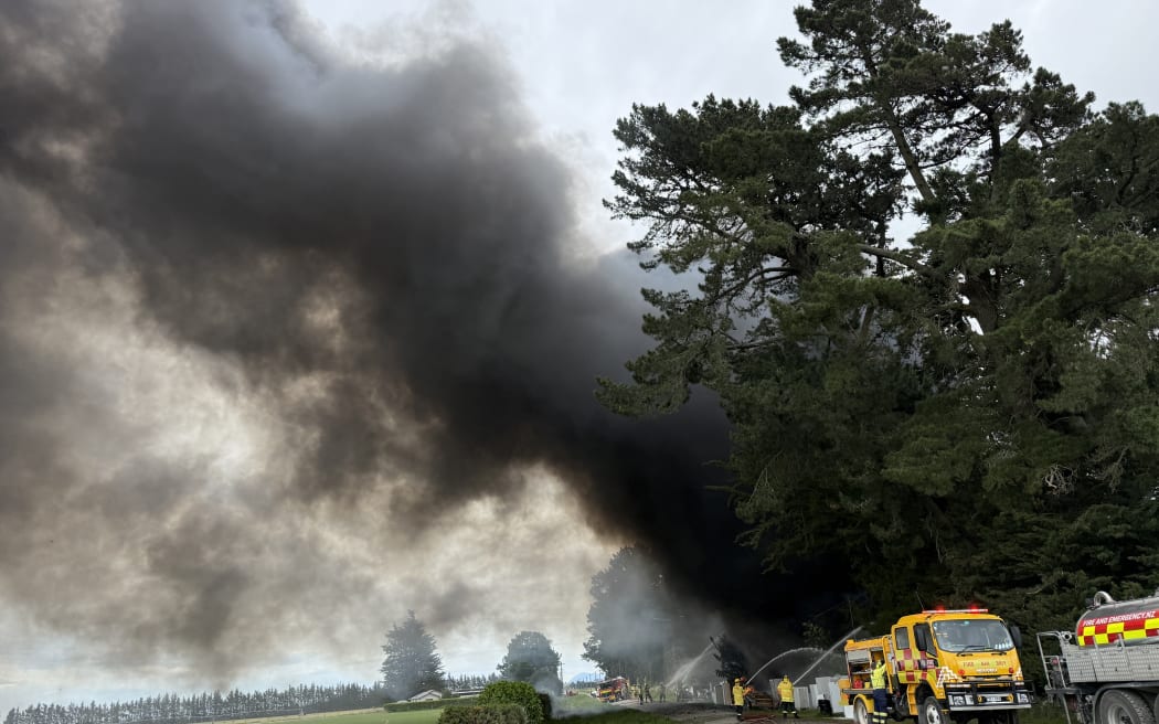 Fire fighters were called to the blaze burning through trees at a property near Darfield about 10am.