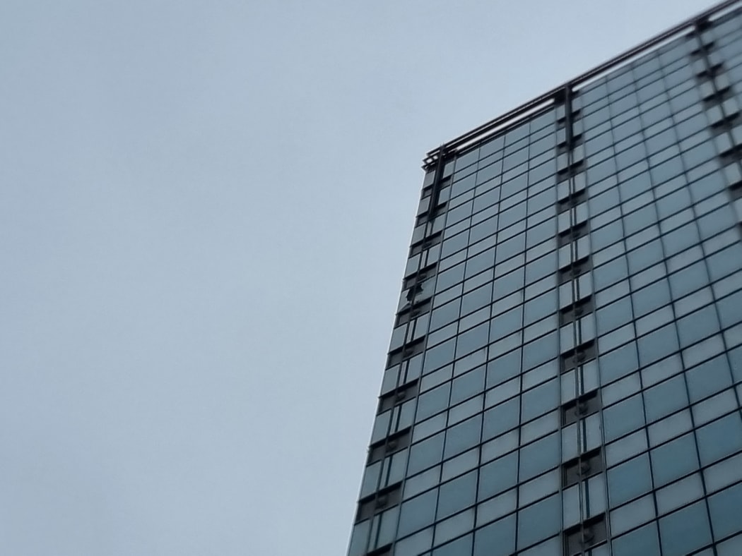 A large pane of glass fell from a window or footpath canopy in Wellington's HSBC building.