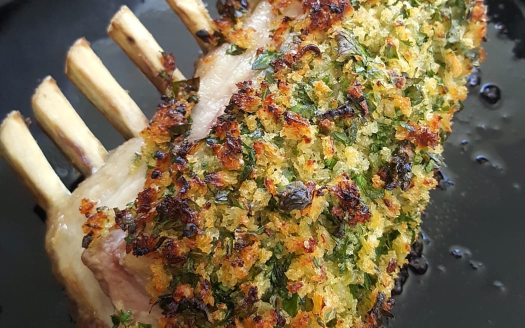 Racks of Lamb with Parsley Shallot Crumble