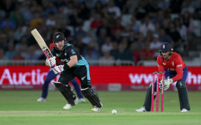 Tim Seifert of New Zealand batting against England.