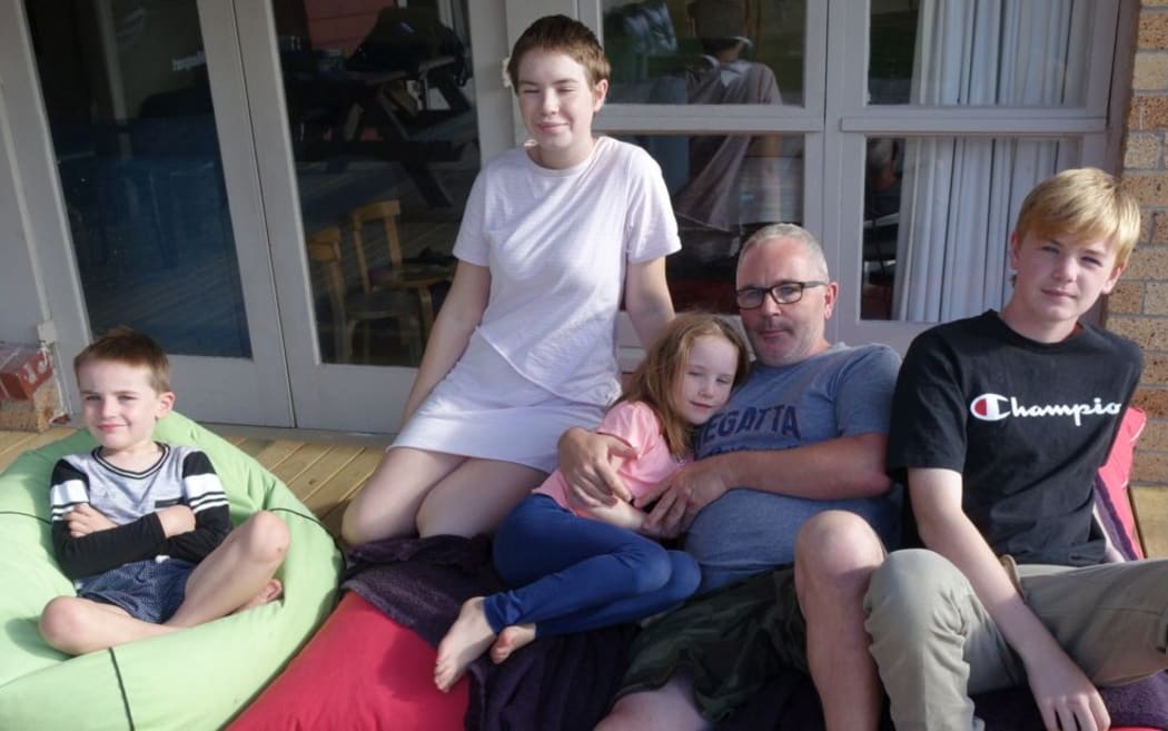 Declan Clarke with his children Oscar, 5, Neave, 7, Sean, 14, and Roisin, 16.