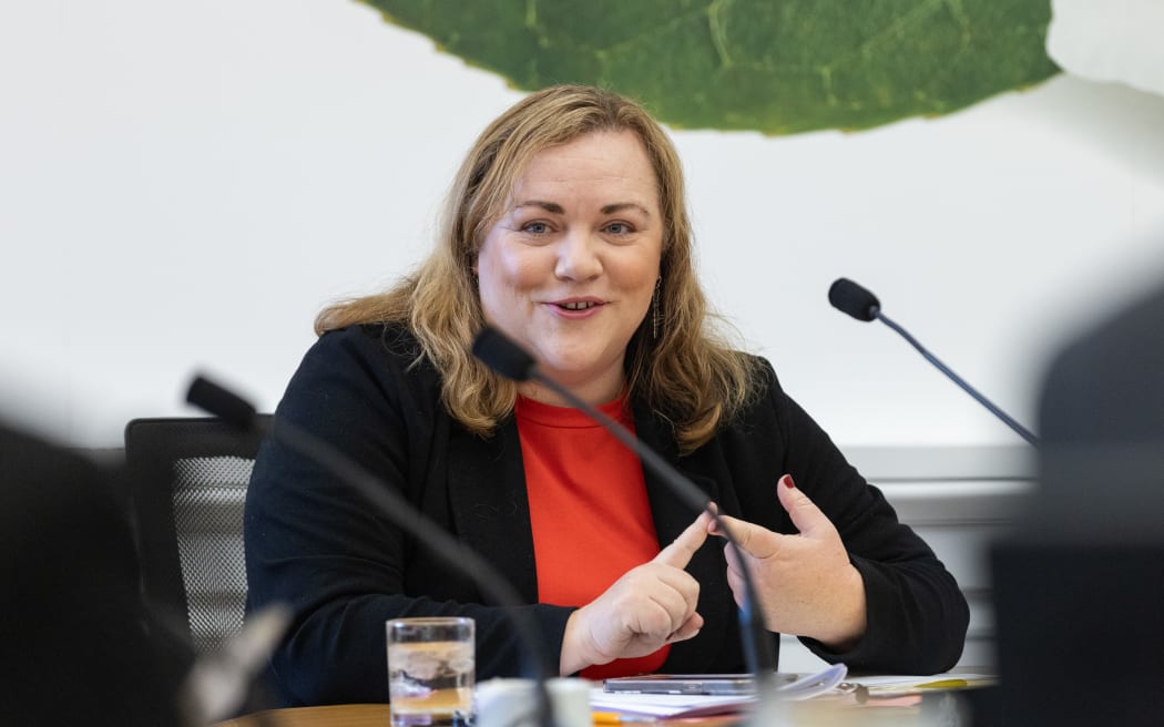 Labour MP for Nelson Rachel Boyack counting off items in Select Committee during the 2023 Estimates Hearings.