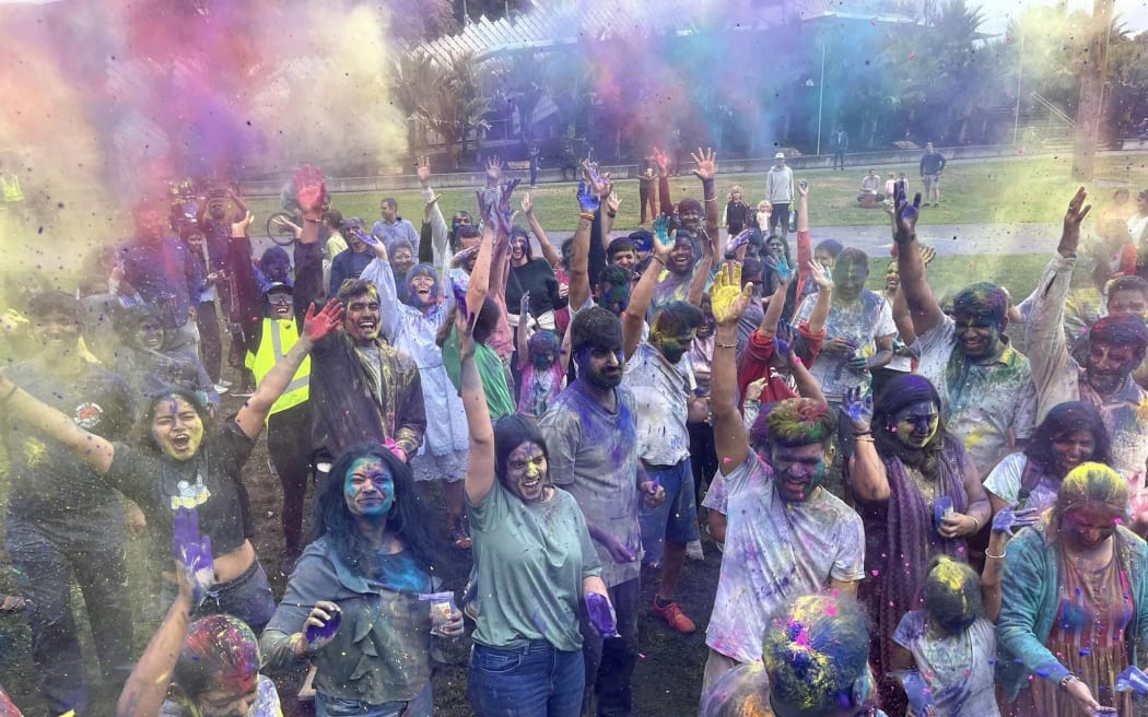 The New Plymouth Indian community celebrated Holi at Puke Ariki in the city center on Saturday.
