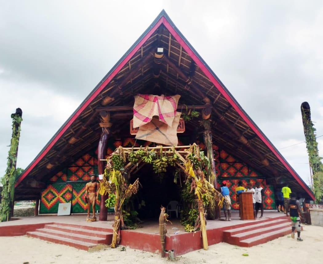 Rebuilt national council of chief’s meeting house, called the Malvatumauri nakamal, in Port Vila. Pictured on Mar. 5, 2025.