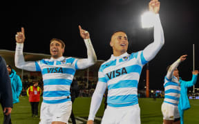 Juan Cruz Mallia of Argentina (L) and Tomas Albornoz.