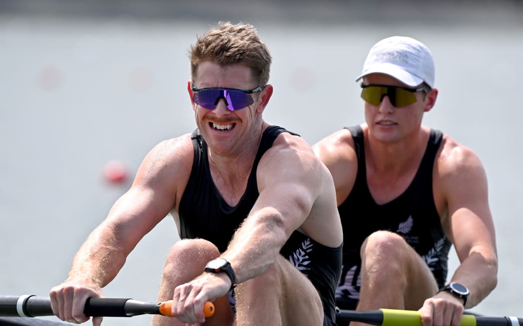 New Zealand duo Ben Taylor, left, and Oliver Welch in the men's coxless pair at the 2025 World Rowing Championships in Shanghai, China, 23 September 2025.
Free to use handout image for editorial news use only supplied by Rowing NZ