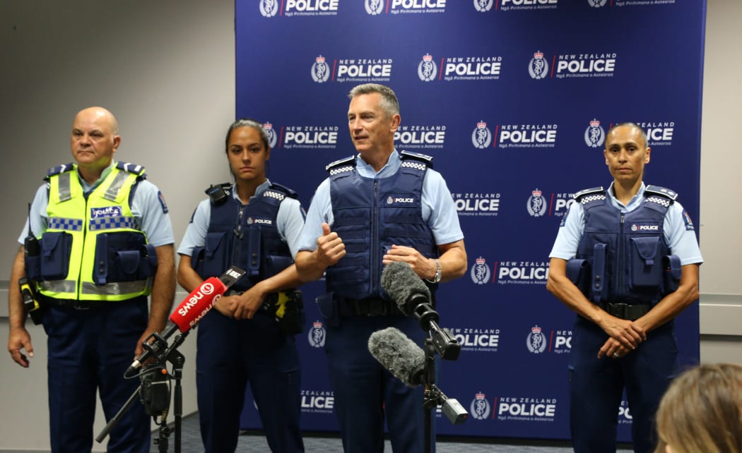 Police commissioner Mike Bush unveils the new police armour. 31.1.19