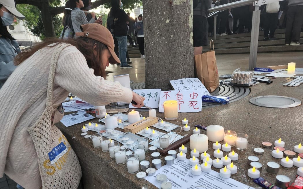 Protesters in Aotea Square.