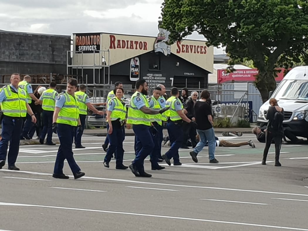 Weapons expo protest in Wellington.