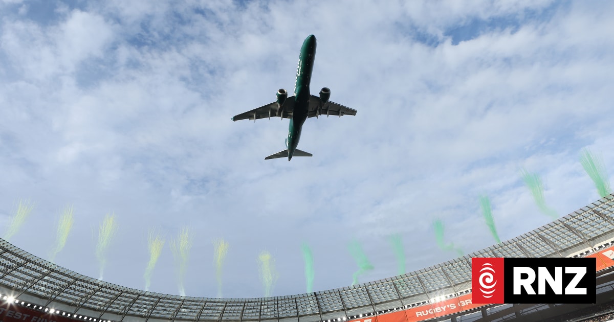 Flyover. South Africa Springboks v New Zealand All Blacks, Rugby’s Greatest Rivalry tour. 2nd Test Match. Rugby Union