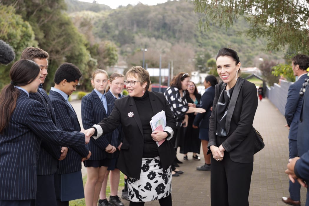 Prime Minister Jacinda Ardern at Kaitao Intermediate School in Rotorua.