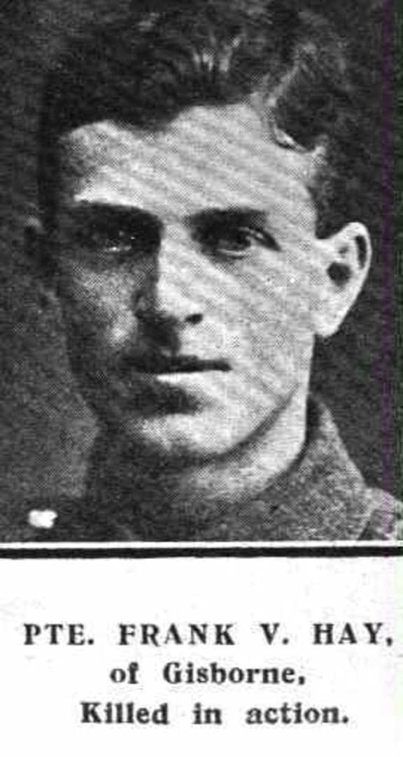 A medal found in Whakatane belonged to Frank Victor Hay who was a coach builder from Gisborne. He went off to war as a rifleman in 1915 at the age of 19.  He joined the 1st Battalion of the third NZ Rifle brigade and landed in France in 1916.