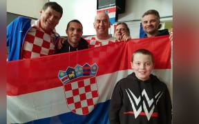 Croatians celebrate their football team's win against England.
