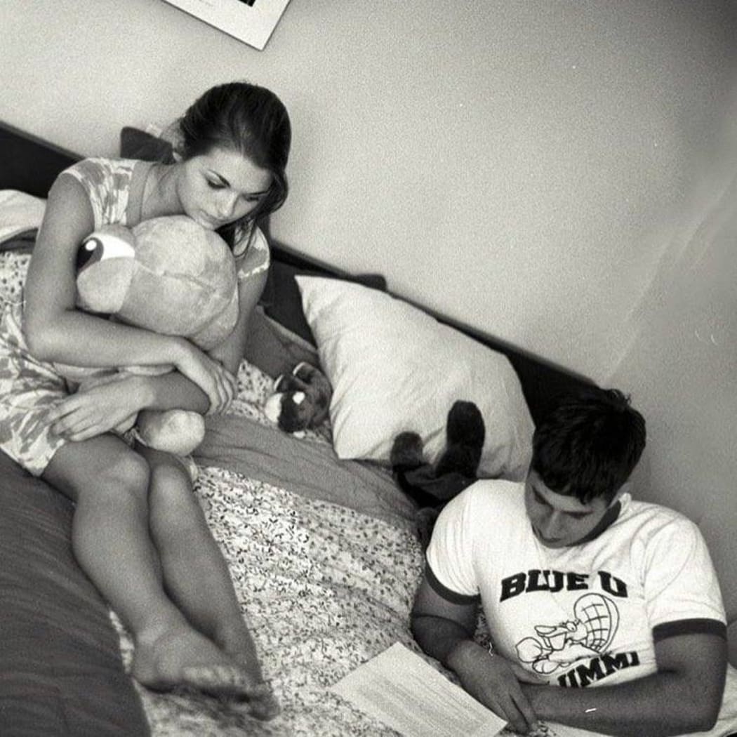 Jessica and Yousef on set, aka. Mesh's bedroom