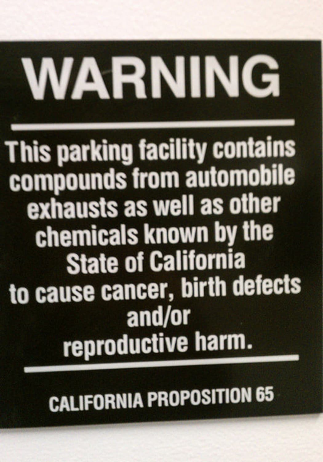 A proposition 65 warning