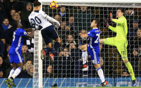 Dele Alli of Tottenham Hotspur scores his 2nd goal against Chelsea.