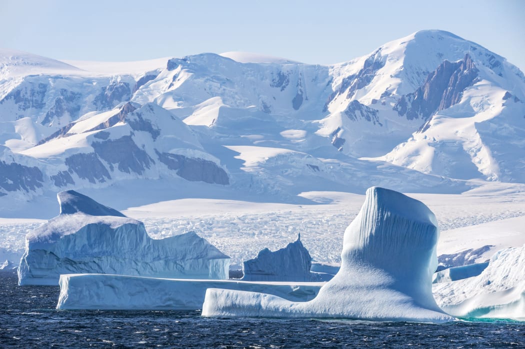 Antarctica, Southern Ocean, Antarctic Peninsula, Graham Land, Antarctic Circle Icebergs (66°33'S 66°33'W) (Photo by BRUSINI Aurélien / hemis.fr / hemis.fr / Hemis via AFP)