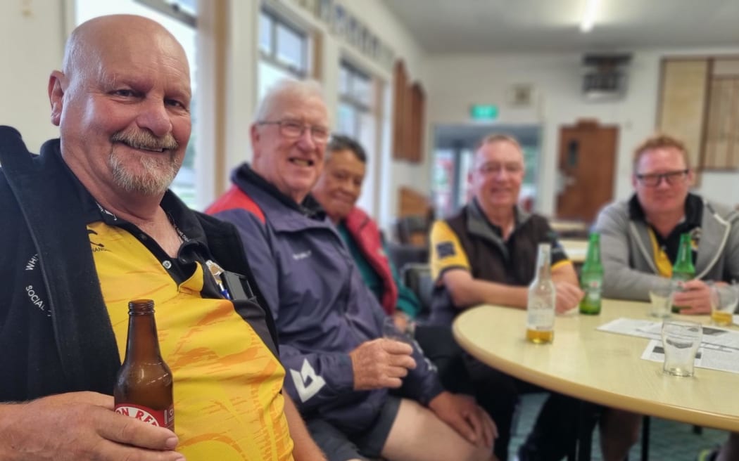 Dan Pullman and his Hāwera Park team started the day with a double whiskey and beer chaser.