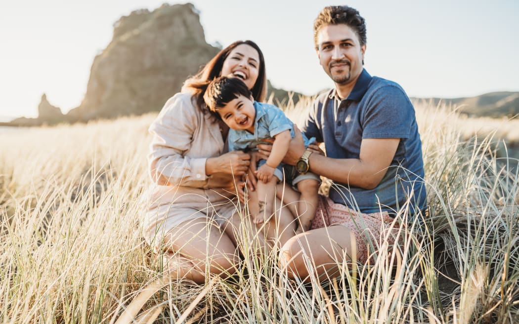Hamed, Pegah and their son Kiahn, who says he is asking Santa to bring him his Grandma