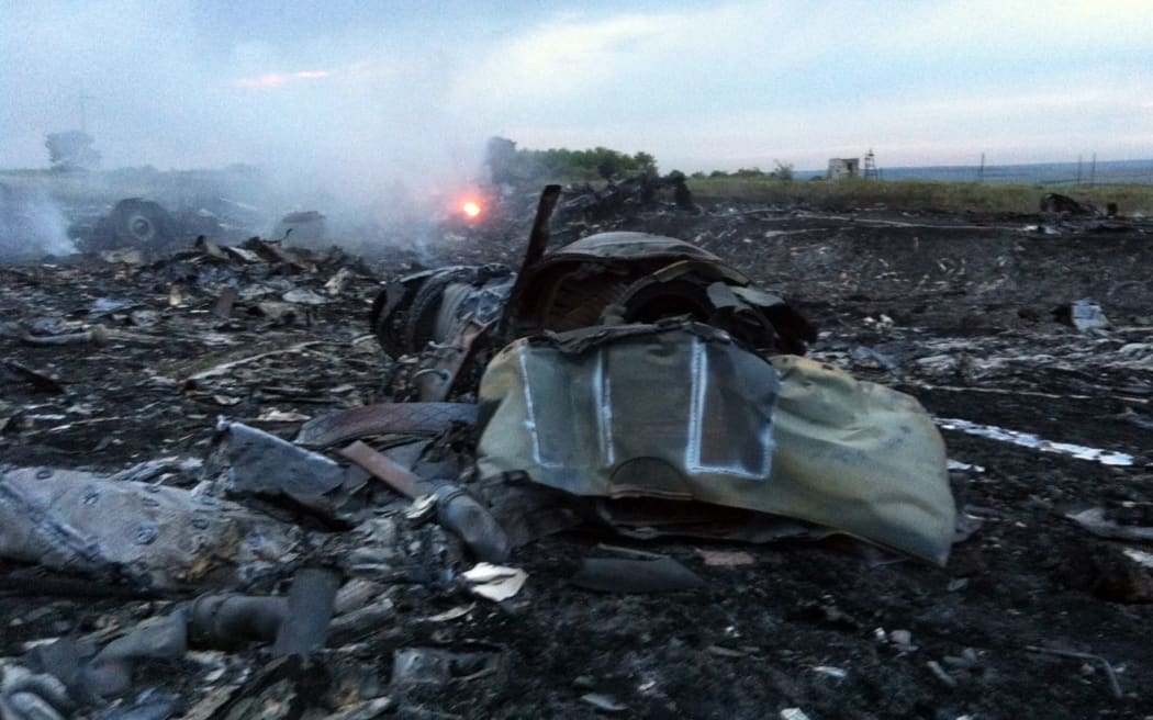 The wreckage of the Malaysian airliner in rebel-held east Ukraine.