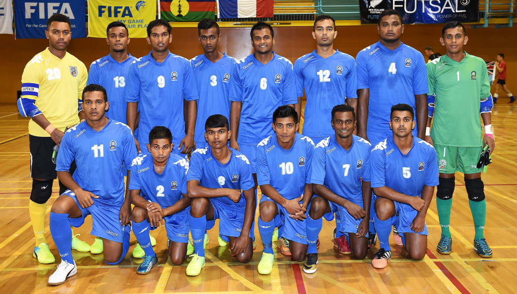 Fiji line-up before playing New Zealand.