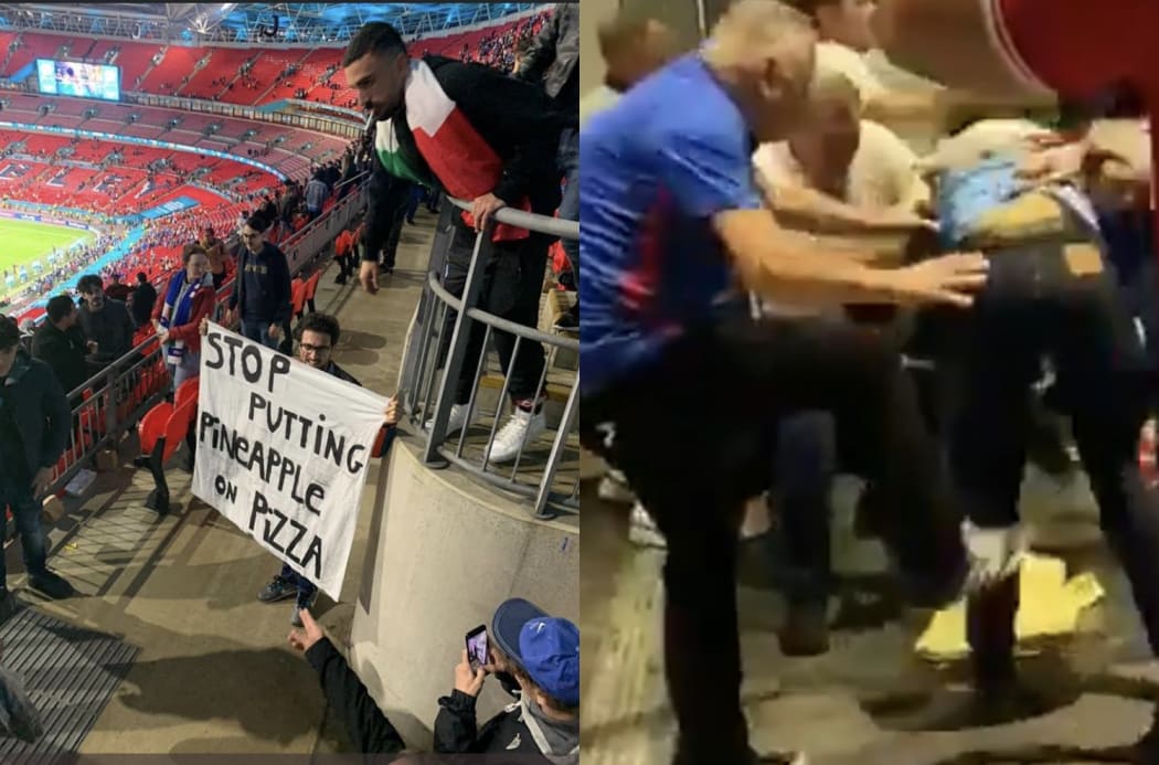 Italian and English football fans reacted in different ways at Wembley Stadium.