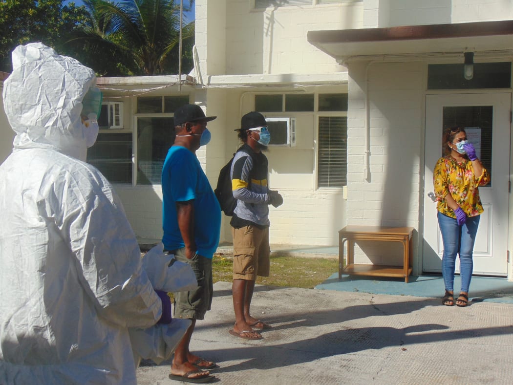 The two Ebeye fishermen who survived a 42-day drift at sea and another Marshall Islander went into a 14-day quarantine at the US Army base at Kwajalein