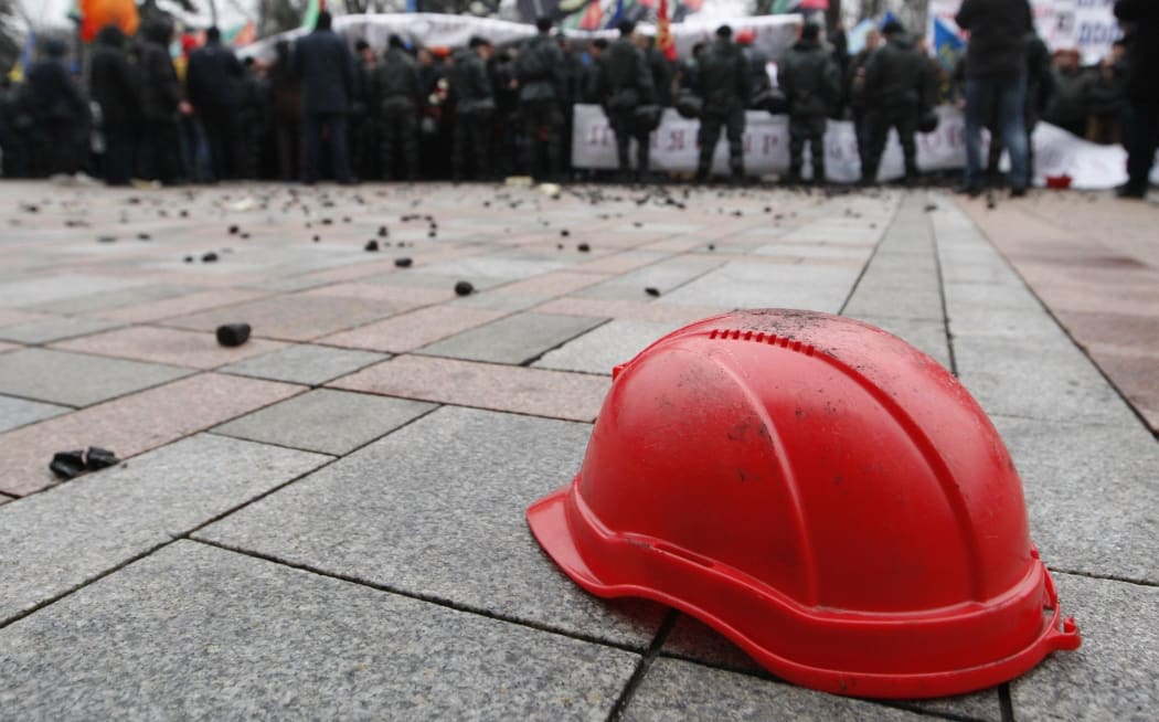 A Ukrainian miner's helmet.
