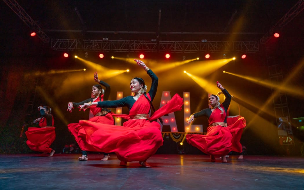 A dance performance from the 2022 Auckland Diwali Festival.