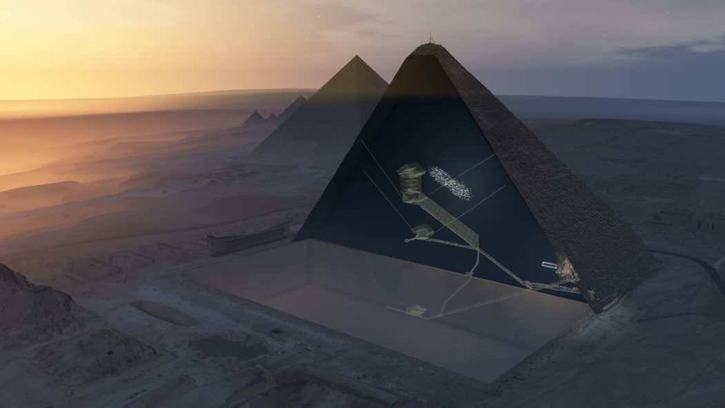 A 3-dimensional aerial cut out showing the hidden void.